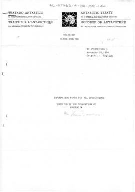 Eleventh Special Antarctic Treaty Consultative Meeting, first session (Viña del Mar), information...