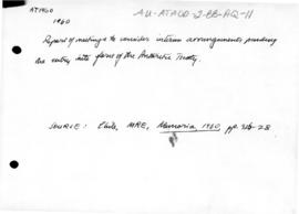 Report of meetings on interim arrangements pending the entry into force of the Antarctic Treaty