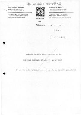 Peru, Supreme Decree No 9-83-RE concerning the creation of the National Antarctic Commission (pub...