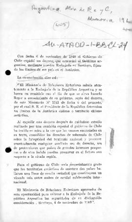 Chilean note to Argentina communicating the Chilean decree of 6 November 1940