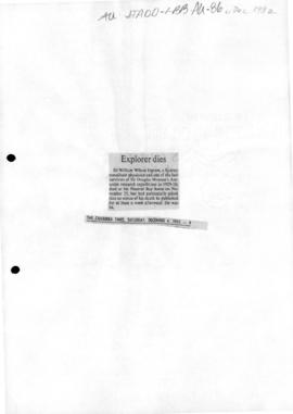"Explorer dies" The Canberra Times