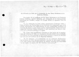 Chilean note to the United Kingdom protesting at the establishment of two British bases within th...