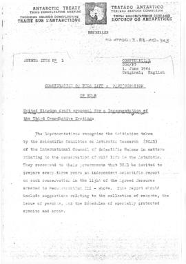 Third Antarctic Treaty Consultative Meeting (Brussels) Working paper 3 "Conservation of wild...