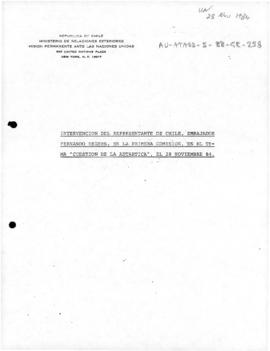 Chile "Intervencion del Representante de Chile, Embajador Fernando Zegers, en la Primera Com...