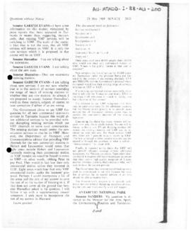 Parliamentary question and answer on declaring the Australian Antarctic Territory a national park