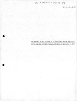 Chilean declaration claiming sovereignty  over the Continental shelf and coastal waters adjacent ...