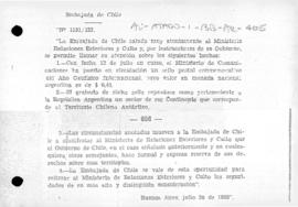 Chilean reservation of rights following issue of Argentine stamps showing Antarctic territory cla...