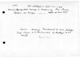 Chile, Annual message to Congress by President Carlos Ibáñez del Campo