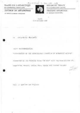 Fifteenth Antarctic Treaty Consultative Meeting, Paris, Working paper 55 "Draft recommendati...