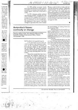 Department of Foreign Affairs and Trade  "Antarctica's future: continuity or change" Th...