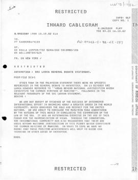 Australia, Department of Foreign Affairs and Trade cablegram "Antarctica: Sri Lanka general ...