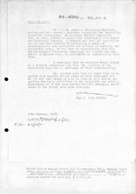 Norwegian enquiries concerning Australian intentions with regard to Heard Island