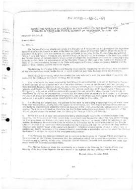 Chilean note to Argentina rejecting the Argentine request to withdraw a map showing the division ...