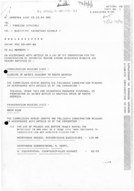 CCAMLR Executive Secretary communication to members concerning Conservation Measures 1/III and 2/III
