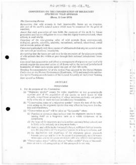 Convention on the Conservation of Migratory Species of Wild Animals, Bonn