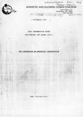 ASOC Information Paper "The convention on Antarctic conservation" (ANT/SCM/NGO INF PAPE...