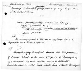 Great Britain, Account of E. Bransfield, master, RN, taking possession of King George Island, Sou...