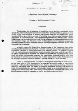 International Whaling Commission, A Southern Ocean Whale Sanctuary, Proposal by  France