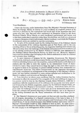 British note informing the Argentine Government of actions to remove Argentine personnel and buil...