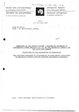 Fifteenth Antarctic Treaty Consultative Meeting, Paris, Information paper 8 "Operation of th...