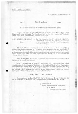 Falkland Islands, Proclamation under the Place-Names Ordinance, no 2 of 1956