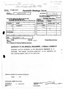 Press article concerning New Zealand and Antarctic mineral resources, Wellington Dominion, and a ...