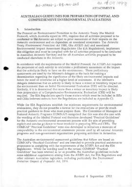 Australian Guidelines for Preparation of initial and comprehensive environmental evaluations