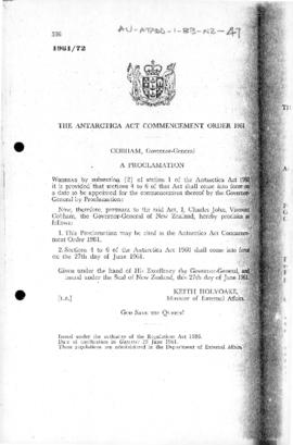 New Zealand, Antarctica Act Commencement Order