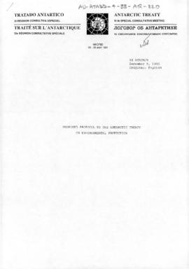 Eleventh Special Antarctic Treaty Consultative Meeting, second session (Madrid), background paper...