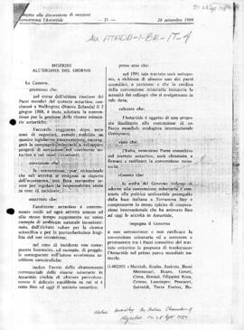 Italy, Chamber of Deputies, motion concerning Antarctica