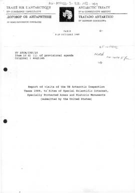 Fifteenth Antarctic Treaty Consultative Meeting, Paris, Information paper 20 "Report of visi...