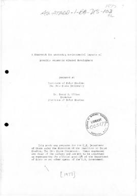 David H Elliot, A framework for assessing environmental impacts of possible Antarctic mineral dev...