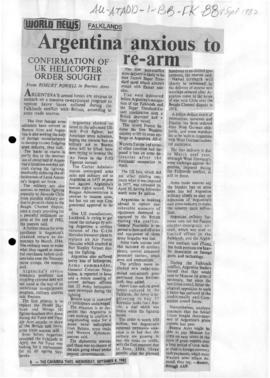 Press articles concerning the Falkland Islands/Malvinas conflict, September 1982