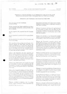 Proposal for a Council Regulation on the implementation in the European Economic Community of the...