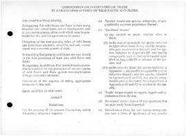Convention on International Trade in endangered species of wild fauna and flora (extract), with a...