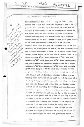 License to the Kerguelen Sealing and Whaling Company over Prince Edward and Marion Islands and He...