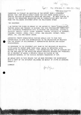 Australia, extract of cablegram concerning handling of Antarctica at UNCED Prepcom