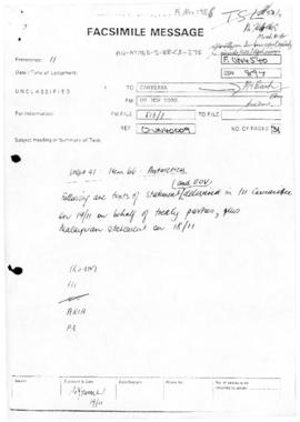 Australia, Department of Foreign Affairs, Permanent Mission to the United Nations, facsimile mess...