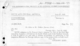 British despatch to Buenos Aires giving instructions for the despatch of a note of protest to Arg...