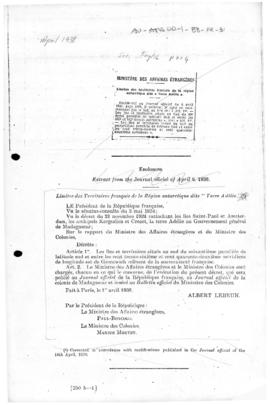 Decree defining the limits of Adélie Land