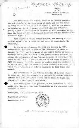Federal Republic of Germany note concerning the application of the Antarctic Treaty to West Berlin