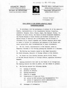 Seventh Antarctic Treaty Consultative Meeting (Wellington), "Final report of the Seventh Ant...