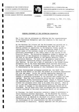 Diplomatic Conference on the Conservation of Antarctic Marine Living Resources (Canberra), Workin...