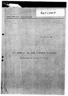 Greenpeace International "An appeal to the United Nations, Background for a Sixth UN Debate&...