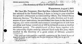 Letter from the Secretary of State Cordell Hull  to President Roosevelt concerning achievements o...