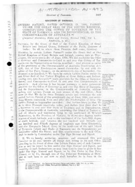 Letters patent constituting the Office of the Governor of Tasmania