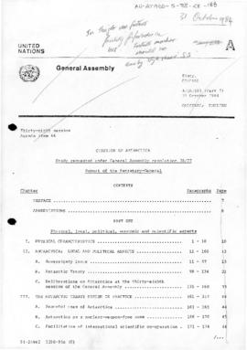 United Nations General Assembly, Thirty-Ninth Session, Question of Antarctica, Study requested un...