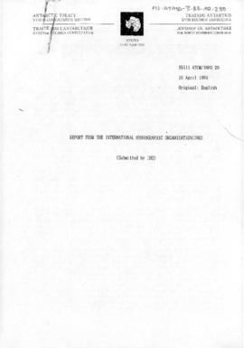 Eighteenth Antarctic Treaty Consultative Meeting, Kyoto, Information paper 20 "Report from t...