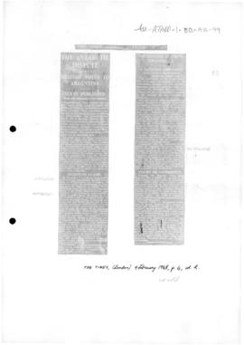 Press article "The Antarctic dispute: British notes to Argentina" The Times