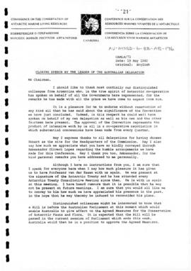 Diplomatic Conference on the Conservation of Antarctic Marine Living Resources (Canberra), Workin...